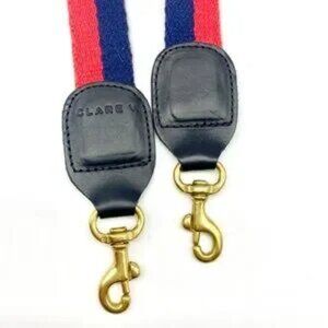 NWOT - CLARE V. RED BLUE LEATHER CROSSBODY GOLD HOOK BAG PURSE STRAP